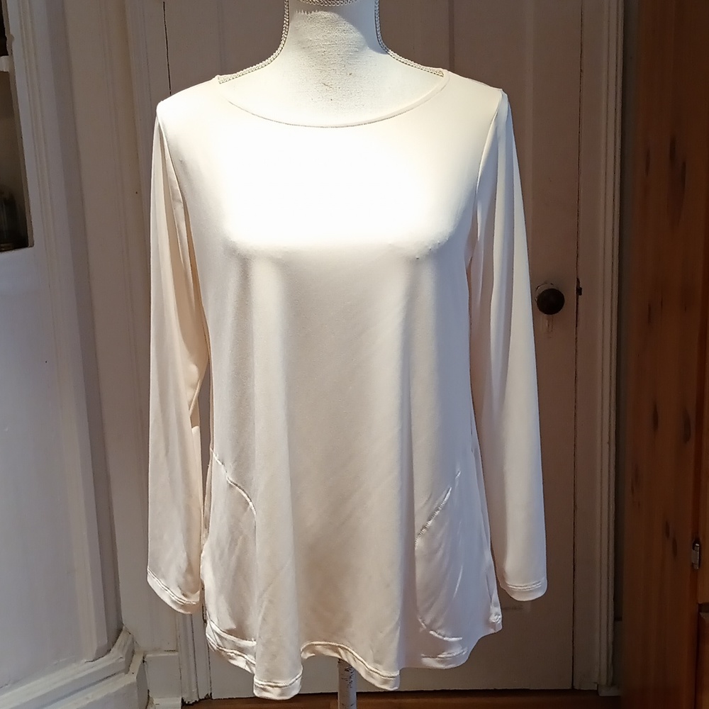 NEW Susan Graver Modern Essentials Long Sleeve Liquid Knit Top With Pockets